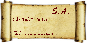 Sáhó Antal névjegykártya